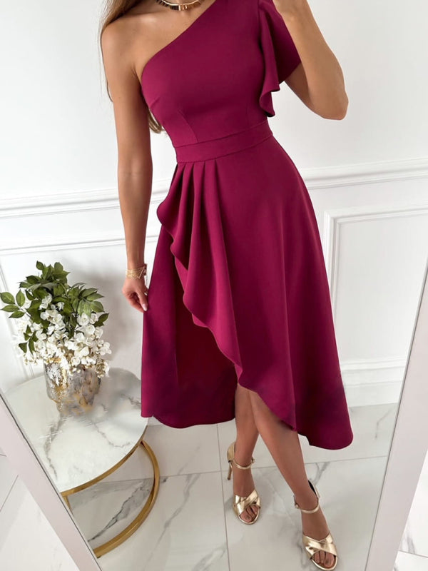 TARA | ONE-SHOULDER ASYMMETRIC HI-LOW DRESS