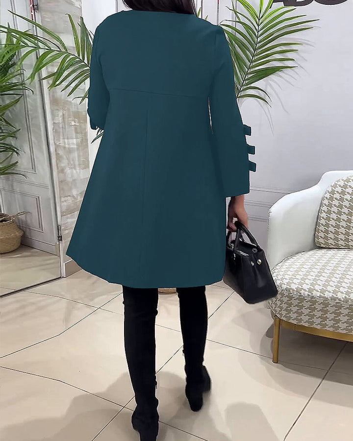 MEREDITH | ROUND NECK CUT-OUT SLEEVE SWING DRESS
