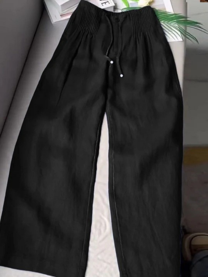FIONA | WIDE-LEG COTTON BLEND TROUSERS