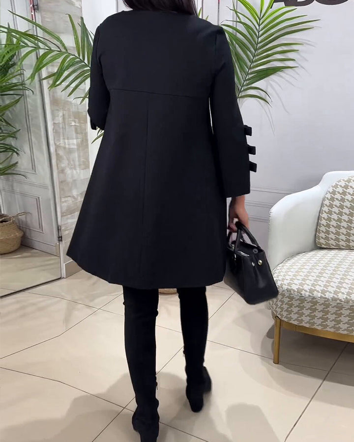 MEREDITH | ROUND NECK CUT-OUT SLEEVE SWING DRESS