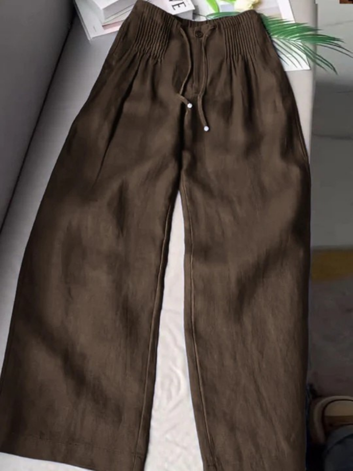 FIONA | WIDE-LEG COTTON BLEND TROUSERS