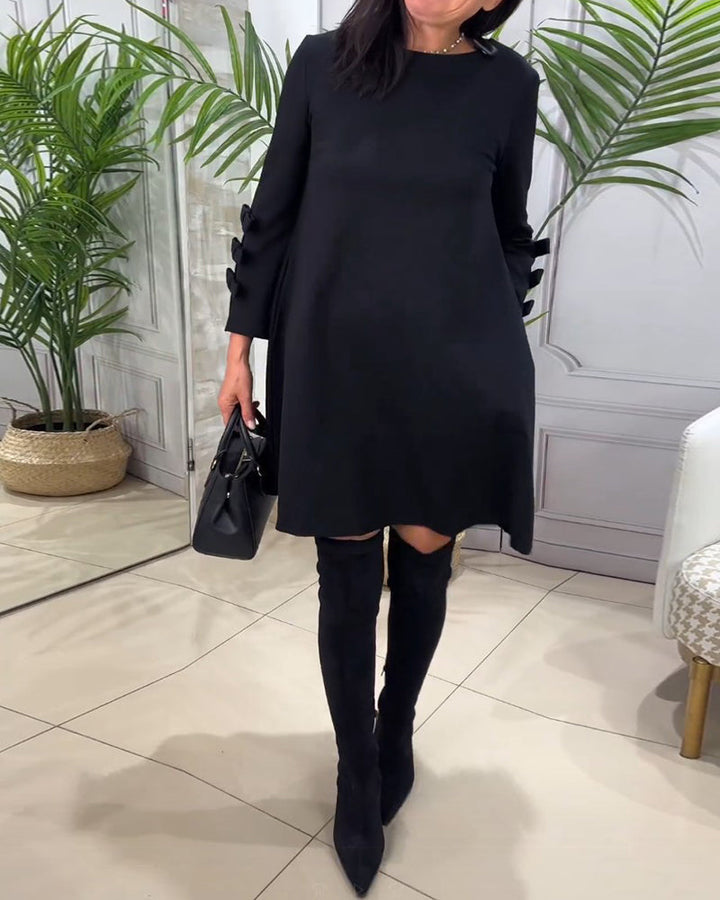 MEREDITH | ROUND NECK CUT-OUT SLEEVE SWING DRESS