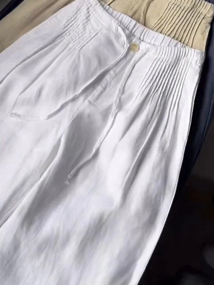 FIONA | WIDE-LEG COTTON BLEND TROUSERS