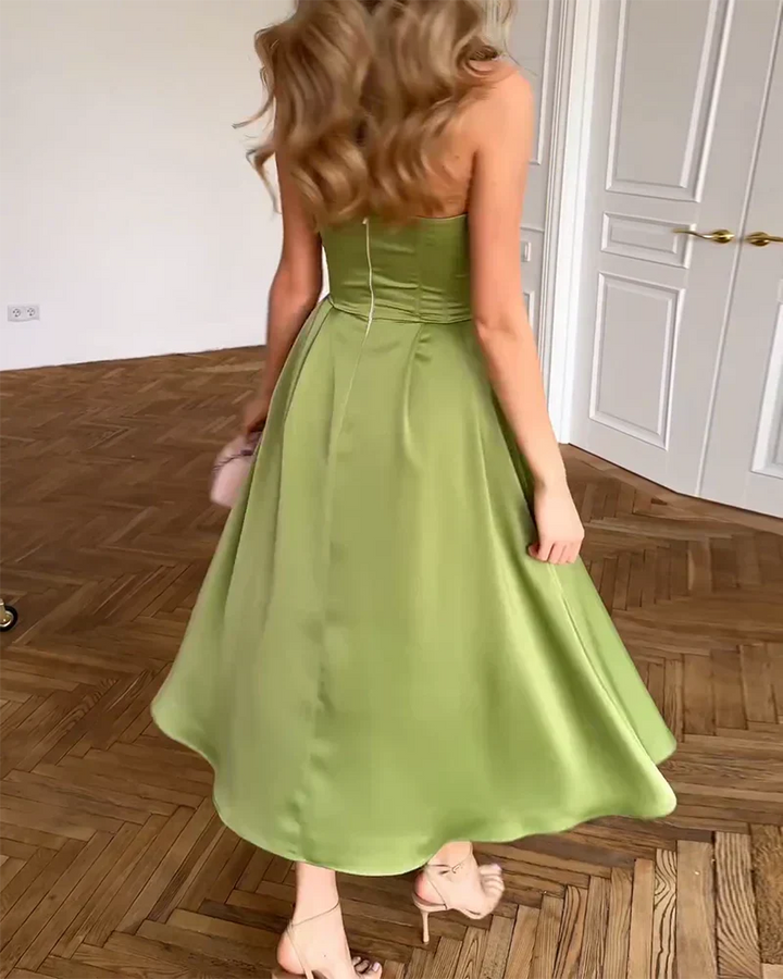 CAROLINE | ELEGANT STRAPLESS MIDI DRESS
