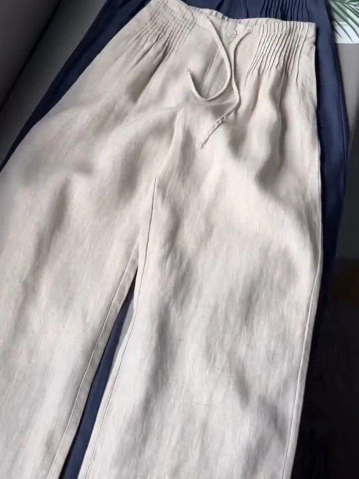 FIONA | WIDE-LEG COTTON BLEND TROUSERS