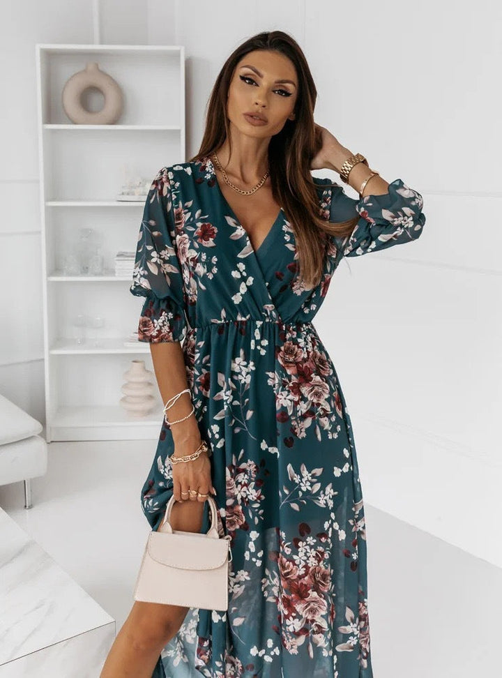 GENEVIEVE | FLORAL WRAP MAXI DRESS