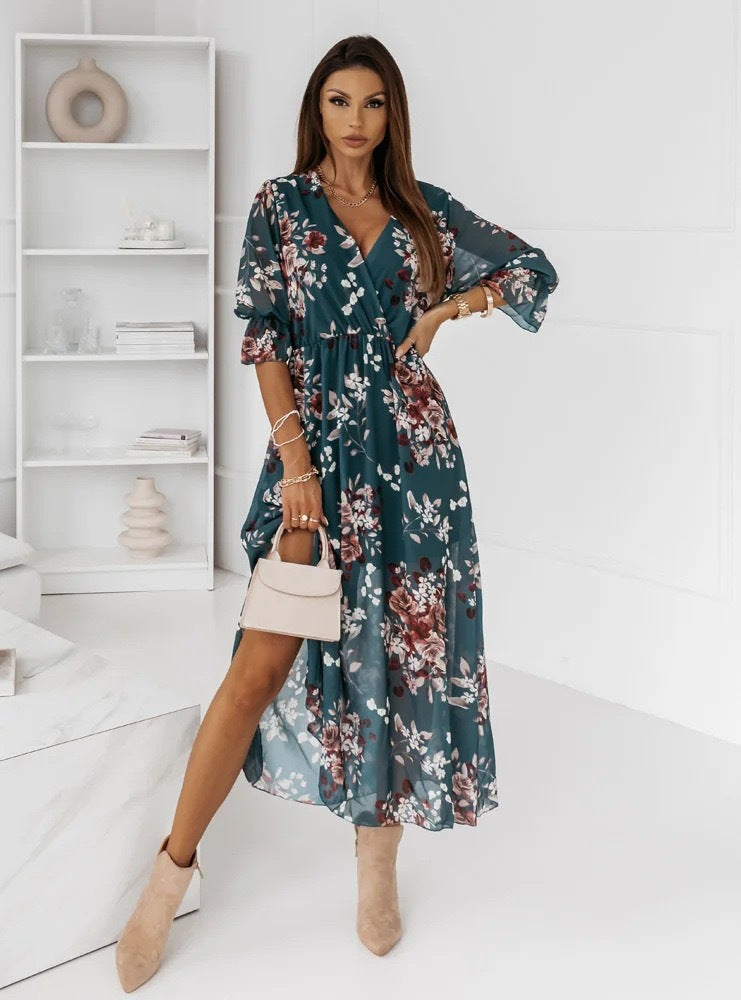 GENEVIEVE | FLORAL WRAP MAXI DRESS
