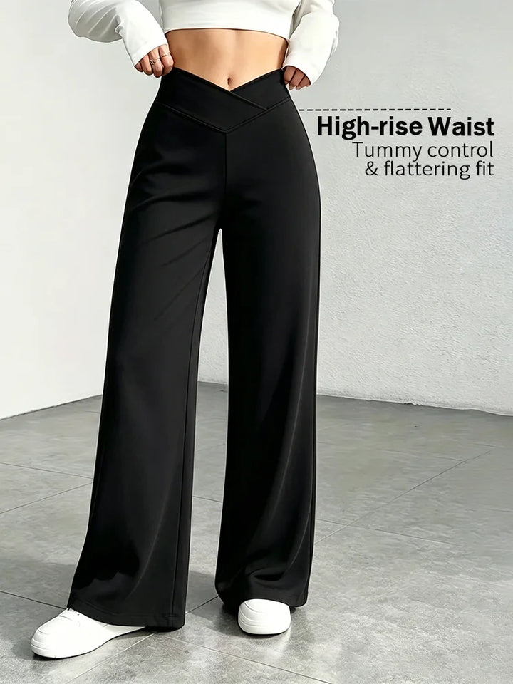 Lena™ | High-Waisted Cross-Waist Wide-Leg Pants