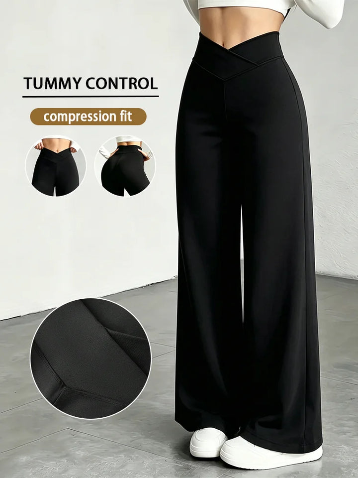 Lena™ | High-Waisted Cross-Waist Wide-Leg Pants