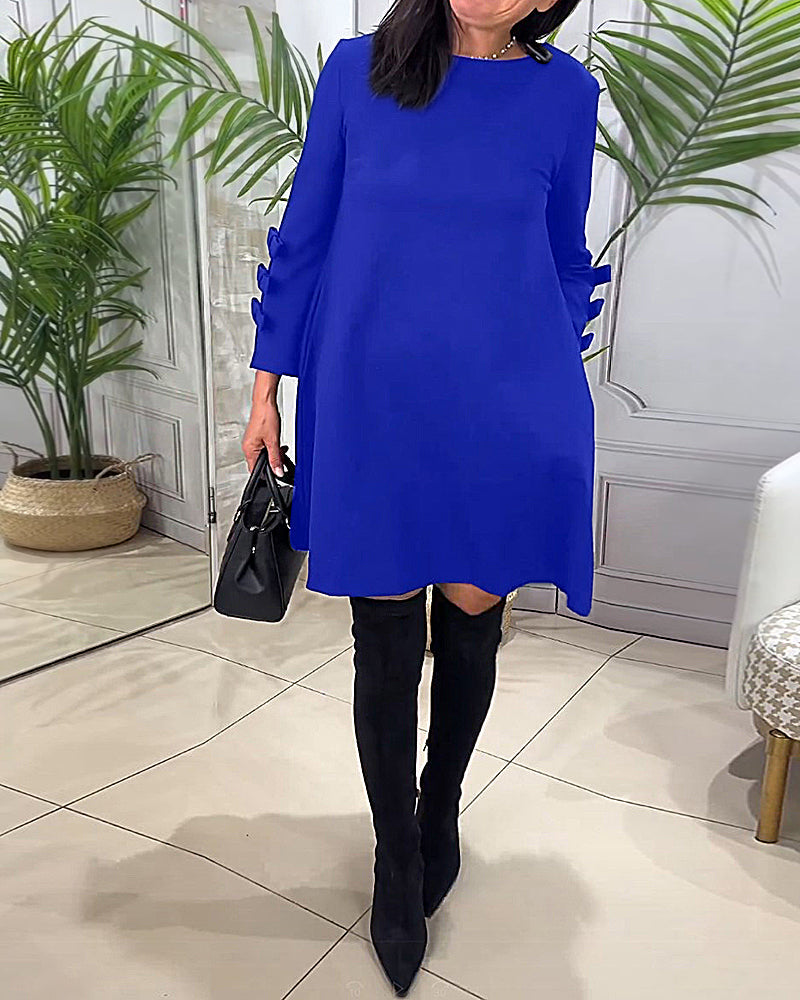 MEREDITH | ROUND NECK CUT-OUT SLEEVE SWING DRESS