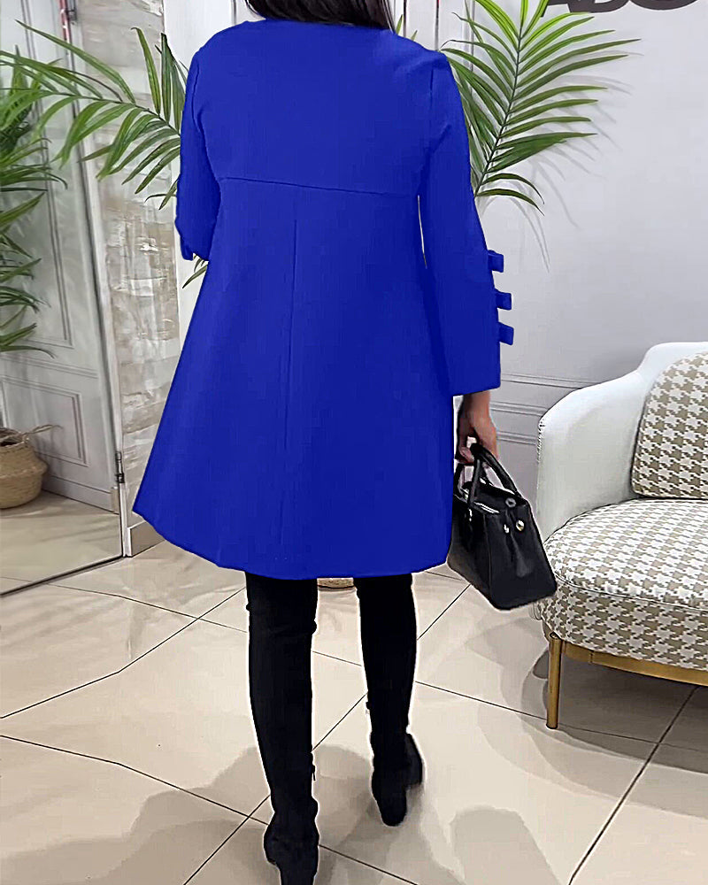 MEREDITH | ROUND NECK CUT-OUT SLEEVE SWING DRESS