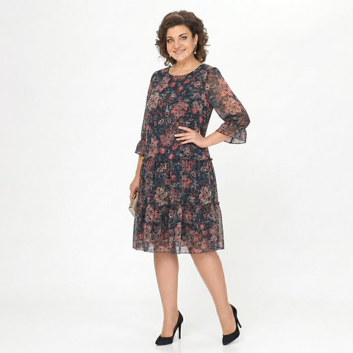 NOREEN | PAISLEY PRINT CHIFFON MIDI DRESS WITH TUMMY COVERAGE