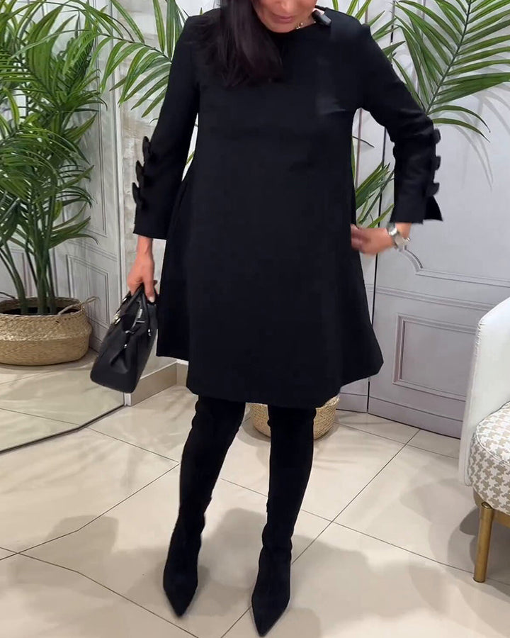 MEREDITH | ROUND NECK CUT-OUT SLEEVE SWING DRESS