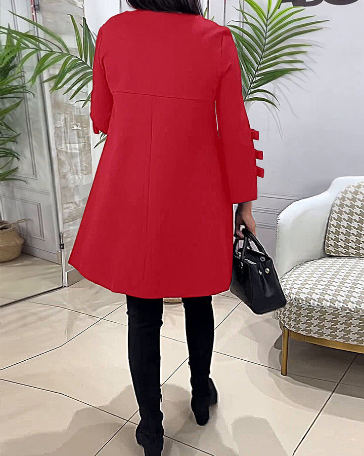 MEREDITH | ROUND NECK CUT-OUT SLEEVE SWING DRESS
