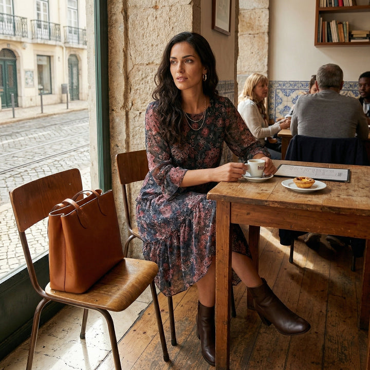 NOREEN | PAISLEY PRINT CHIFFON MIDI DRESS WITH TUMMY COVERAGE