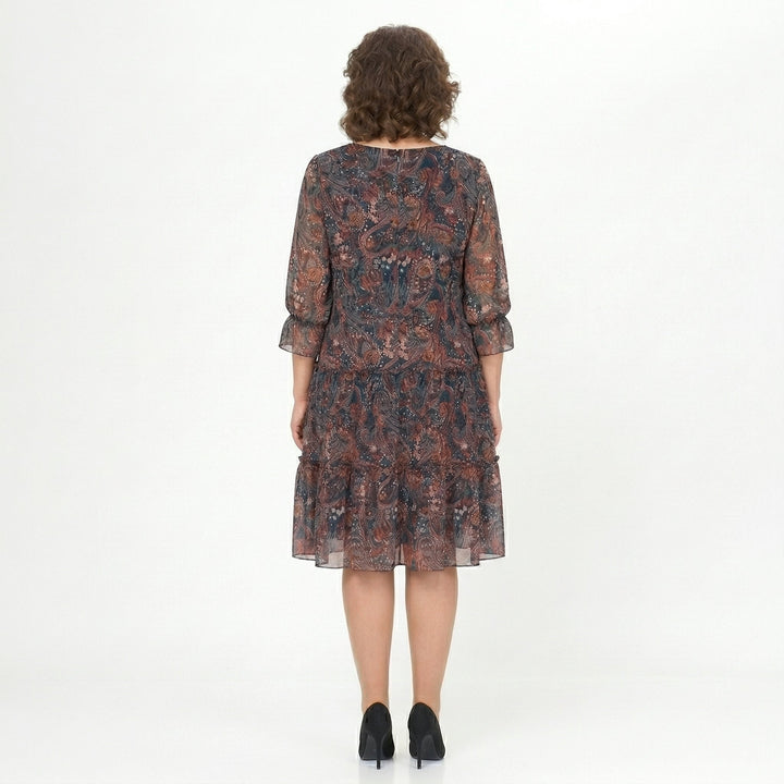 NOREEN | PAISLEY PRINT CHIFFON MIDI DRESS WITH TUMMY COVERAGE