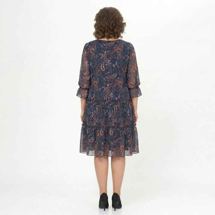 NOREEN | PAISLEY PRINT CHIFFON MIDI DRESS WITH TUMMY COVERAGE
